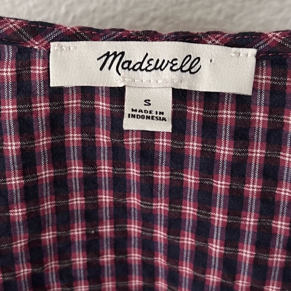 MADEWELL Flutter Sleeve Side Tie Plaid Wrap Summer Top Size Small - Picture 5 of 11